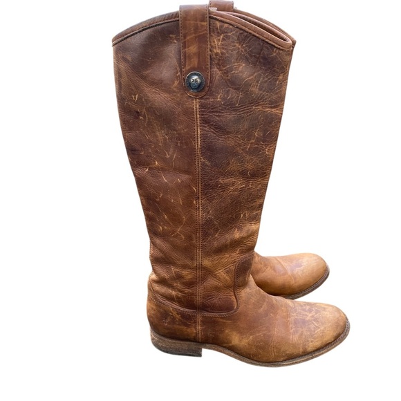 Frye Cognac Distressed Leather Boots size 8 - Picture 4 of 9